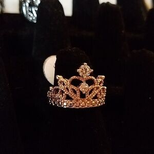 Rhinestone Faux Diamond Ring Crown